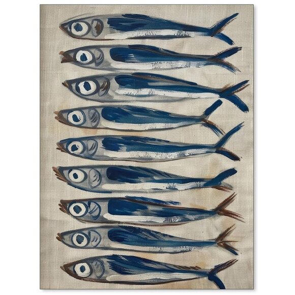 Abby Y Other - Sardines Print Sardine Tin Vintage Poster Retro Sardine Wall Art Fish Print